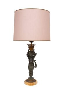 Stunning Empire Bronze Cherub Table lamp 1890s France – Marble (photo 3 of 19)