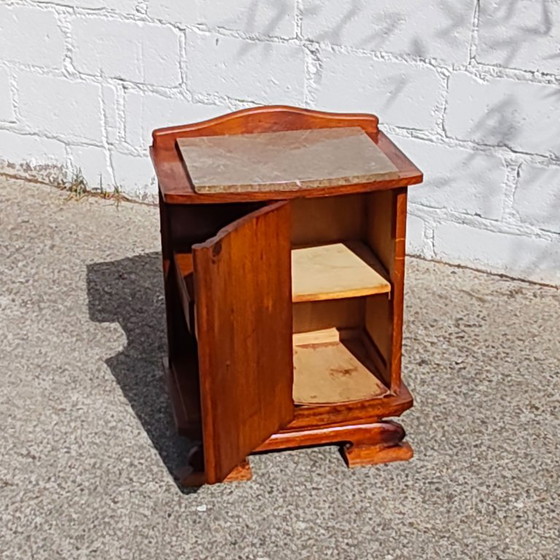 Antieke Franse Art Deco nachtkastje - Marmeren en houten nachtkastje - jaren 20 – Wood (photo 9 of 15)