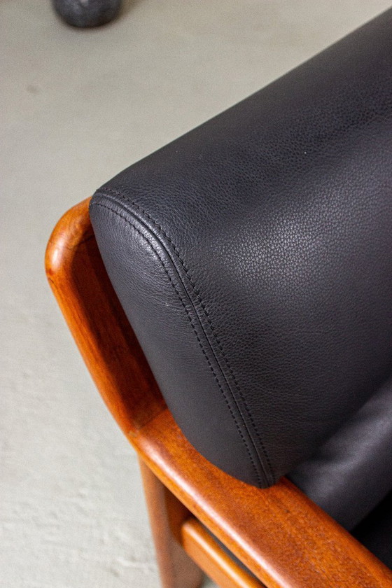 Image 1 of Divano vintage in teak, divano in pelle, modello a 2 posti Olsen & Laursen, anni '80
