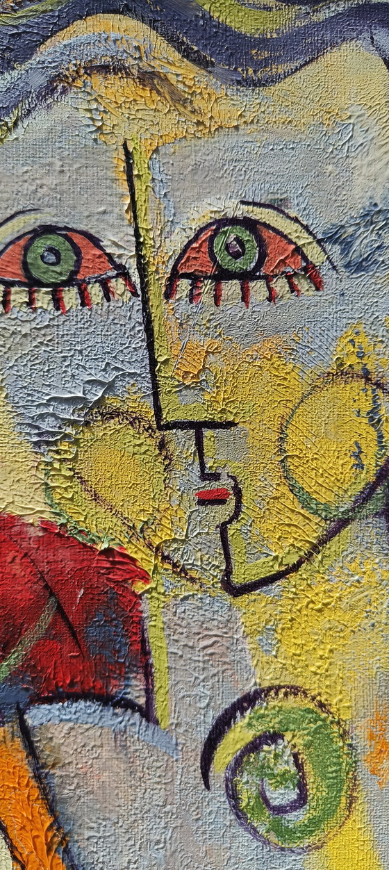 Image 1 of Artista belga Ludo Huys nello stile di Picasso, olio su tela, dipinto degli anni '90