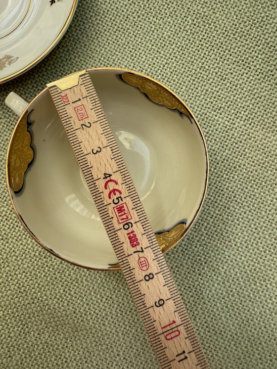 Image 1 of Tazza da caffè/piattino Limoges/Bavaria - dipinta a mano in oro