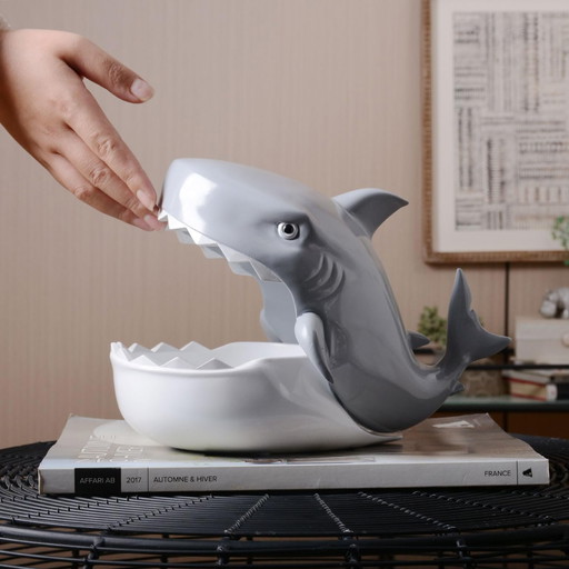 HAUCOZE Snoepschaal koekjespot haai geschenken sculptuur modern decor standbeeld thuis beeldje tafel middenstuk ambachten polyre