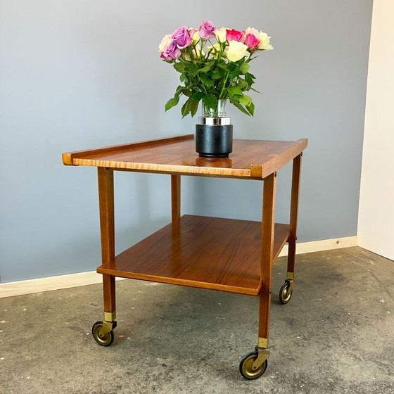 Image 1 of Side table on wheels, serving trolley, teak, 1960s
