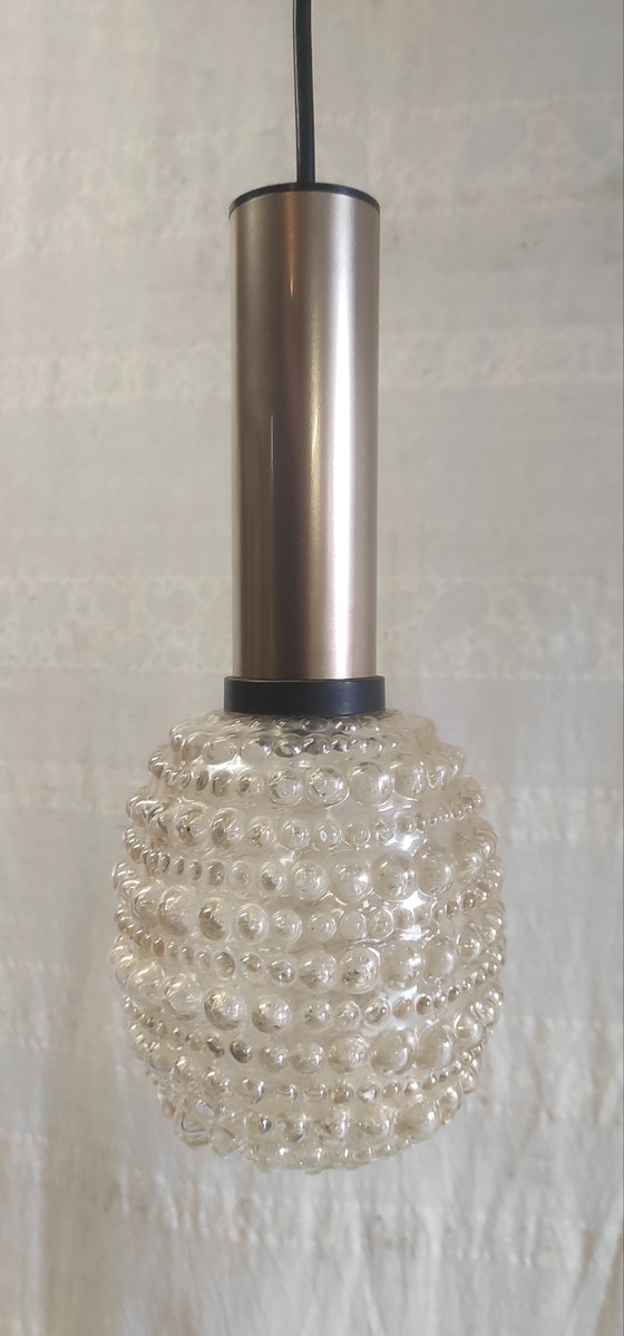 Image 1 of Hanglampen van amberkleurig glas in de stijl van H. Tynelle - jaren 70