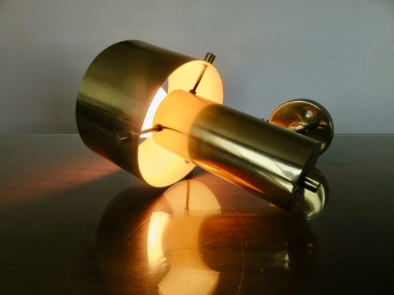 Image 1 of Dänische Wandleuchte aus massivem Messing von Jo Hammergorg, 1970er Jahre