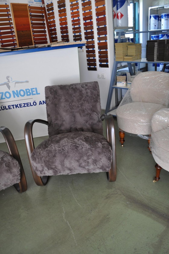 Set of Model H 269 Lounge Chairs by Jindrich Halabala, 1930s, Armchairs, Brown (photo 2 of 7)