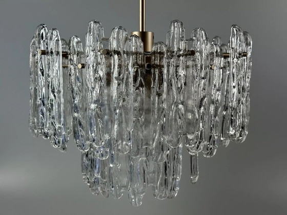 Image 1 of 60s 70s plafondlamp kroonluchter Kinkeldey Duitsland Space Age glas ontwerp