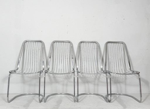 4 sillas voladizas de Gastone Rinaldi, Italia, década de 1970.