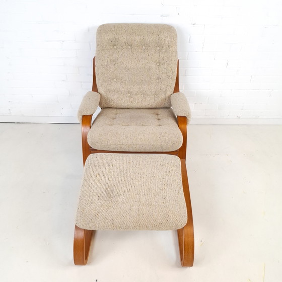 Image 1 of Vintage Westnofa fauteuil & hocker mid century modern design