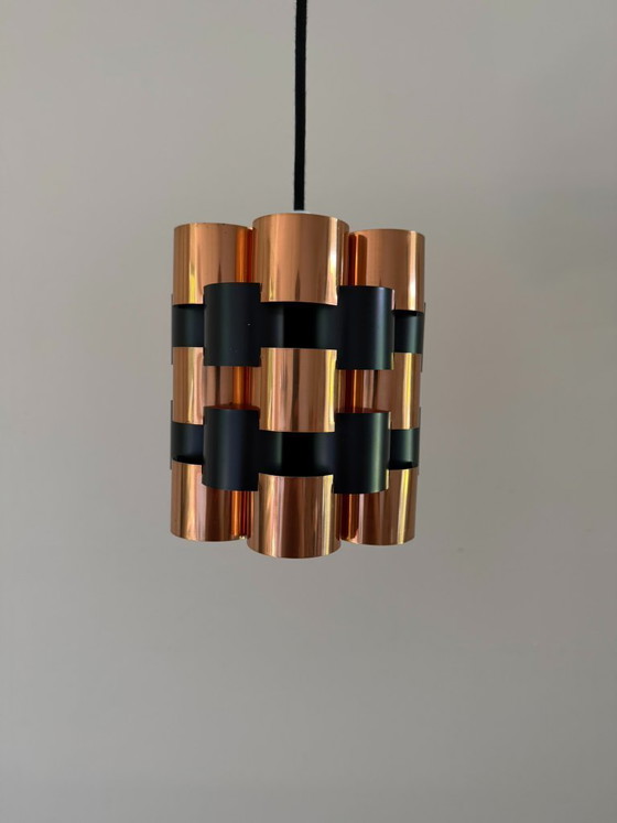 Image 1 of Vintage Werner Schou Coronell Elektro messing hanglamp – Deens design uit het midden van de 20e eeuw