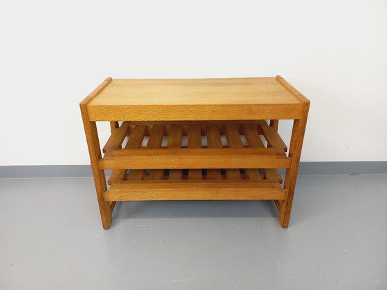 Image 1 of Guillerme et Chambron vintage solid oak open storage unit from the 60s