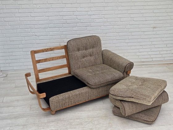 Image 1 of 1970s Danish 2-Seater Sofa, Original Condition, Furniture Wool, Bentwood