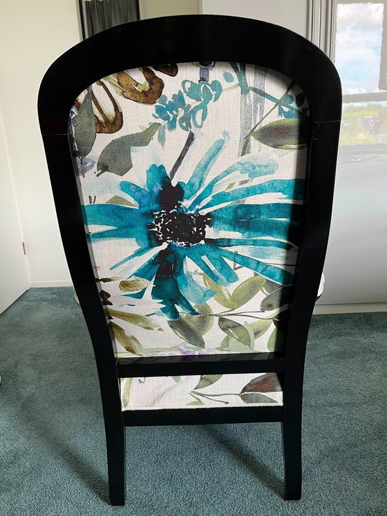 Armchair with floral print, Roche Bobois, Wood, Textile, Black, Vintage (photo 8 of 8)