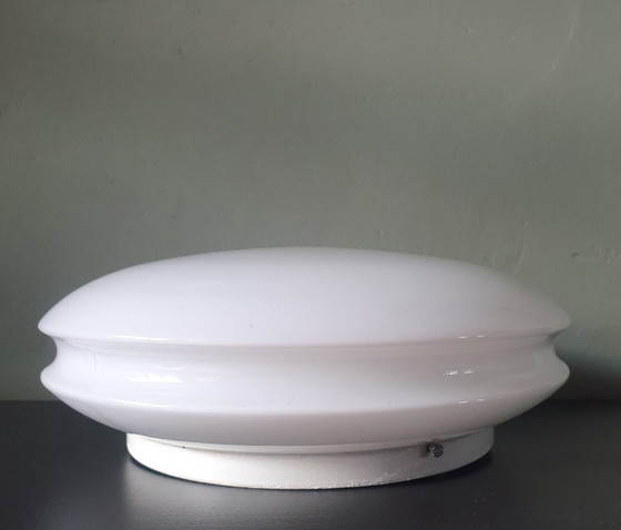 Image 1 of Vintage Raak Amsterdam opaline UFO glass ceiling lamp