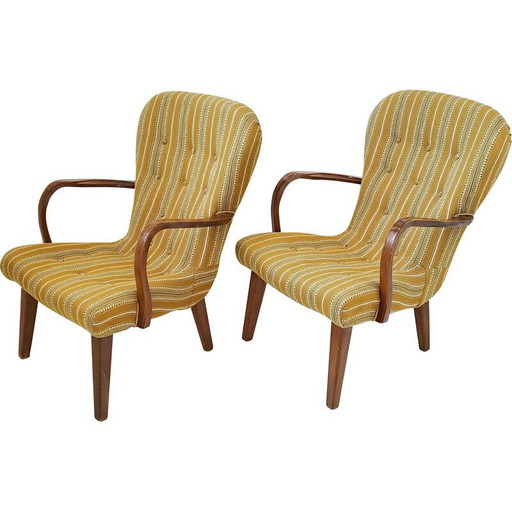 Coppia di poltrone vintage in legno, Danimarca 1940