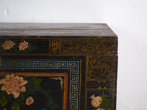Baule antico dipinto in legno di pino – Cina, circa 1900 – Armadi contenitori, Iron (photo 37 of 40)