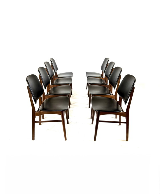 Image 1 of 8 sedie da pranzo vintage danesi, Arne Hovmand Olsen degli anni '60