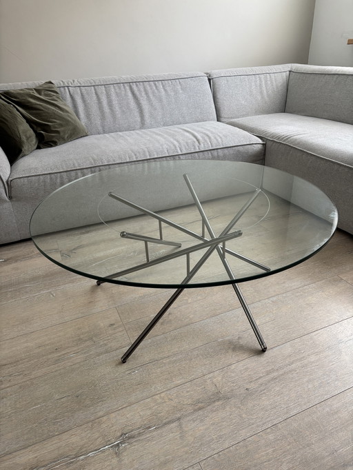 Seventies Italian design balance glass coffeetable 