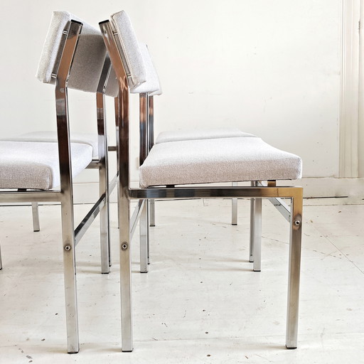 Vintage Rohrrahmen Esszimmerstühle neu gepolstert