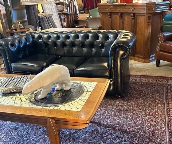 Image 1 of Divano Chesterfield vintage anni '80 in pelle nera