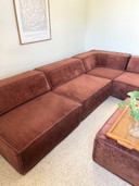 Divano modulare COR Trio in velluto color terracotta anni '70