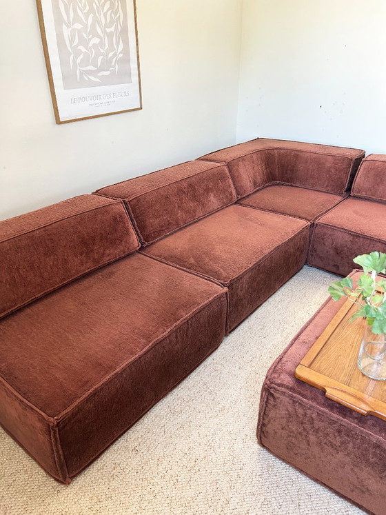 Image 1 of COR Trio modulaire bank in terracotta fluweel uit de jaren 70