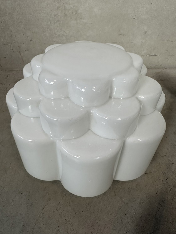 Image 1 of Art Deco pendant lamp - opaline and chrome