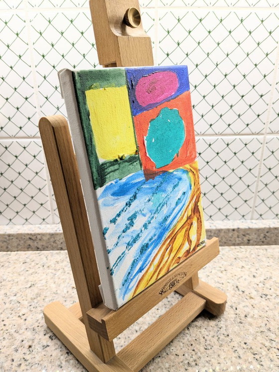 Image 1 of LYME REGIS ABSTRACT SEASCAPE NIGEL WATERS ORIGINAL ACRYLIC PAINTING SIGNED