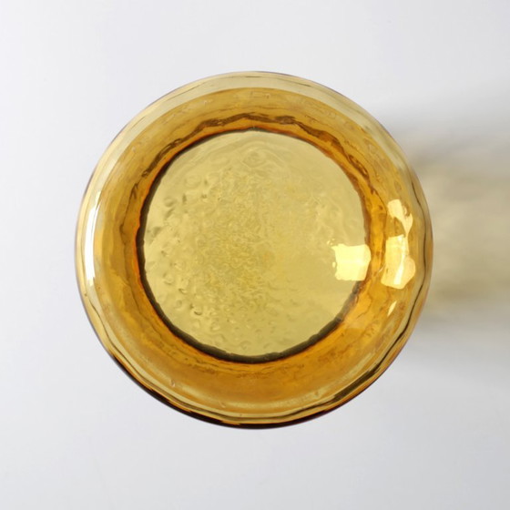 Image 1 of Mid-century Large Stylish Amber Glass Flower Vase / Empoli / Italy / 1970s