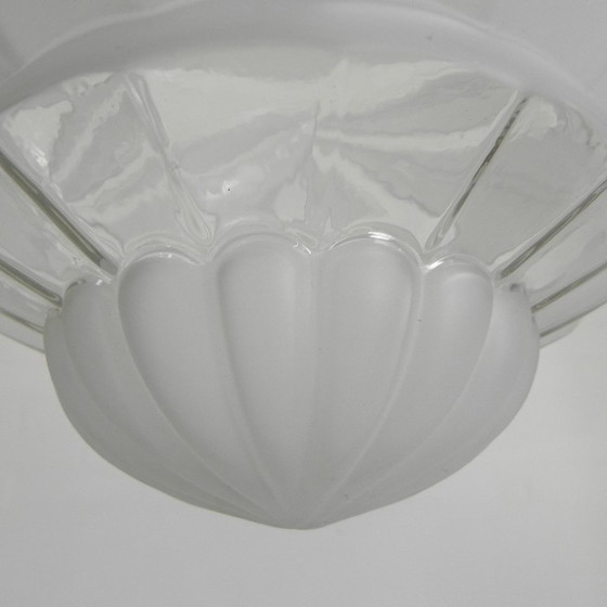Image 1 of Lampada a sospensione Art Déco con paralume in vetro smerigliato, anni '30