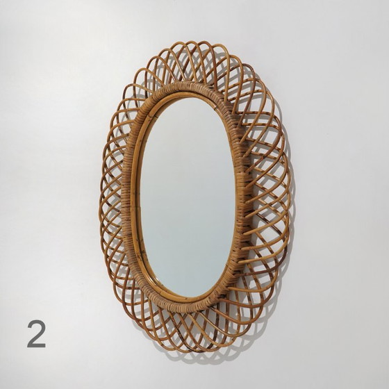 Wall Mirror With Rattan Frame, 1950s – Glass (photo 12 of 15)