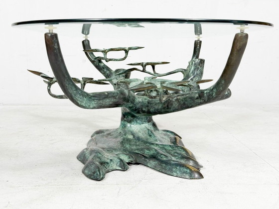 Image 1 of Tavolino da caffè in stile Hollywood Regency con bonsai, di Willy Daro, Belgio, anni '70.