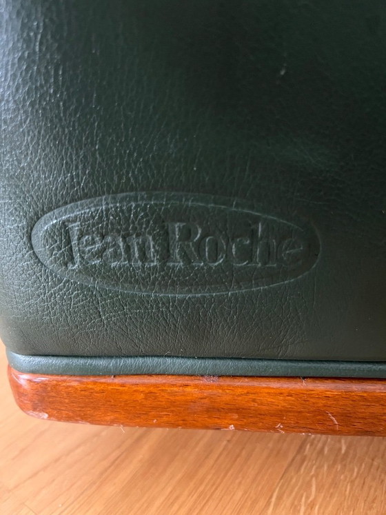 High-quality Jean Roche leather sofa + 2 armchairs – French designer furniture in green – Couches, Wood (photo 9 of 10)