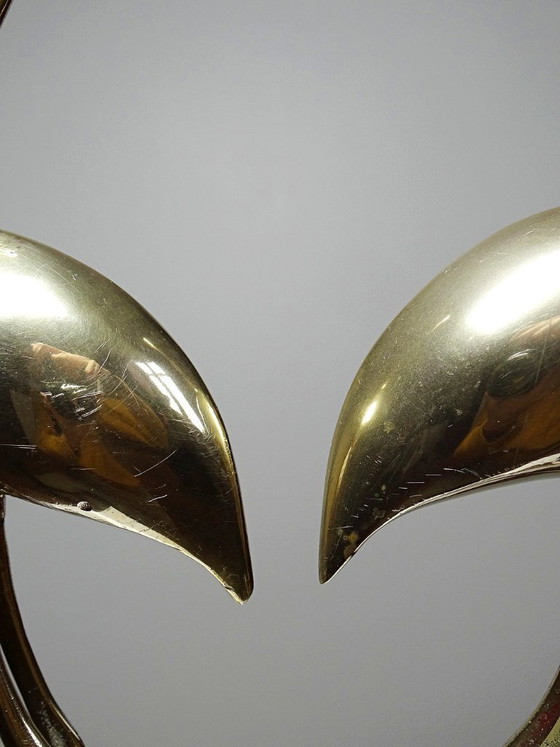Image 1 of Coppia di grandi gru/uccelli decorativi in ​​ottone, stile metà del XX secolo.