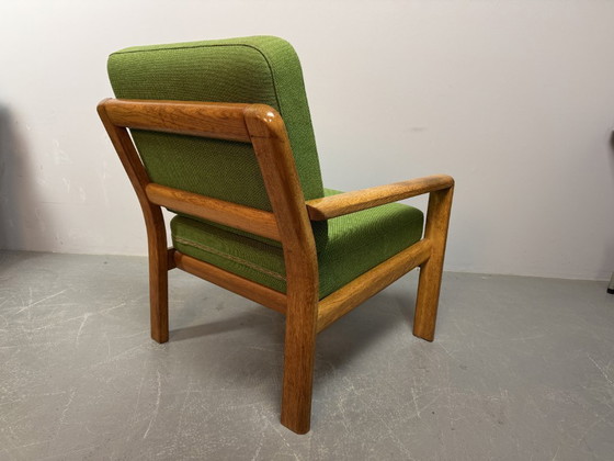 Image 1 of Mid-Century Design Set of Lounge Chairs in Solid Light Oak and Fresh Green Fabric Upholstery Attributed to Juul Kristensen