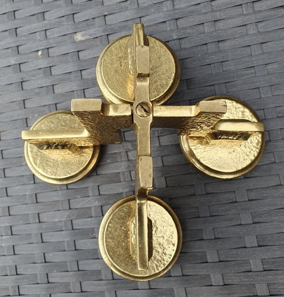 Image 1 of Vintage brutalist messing kandelaar kaarsenhouder 4-lichts