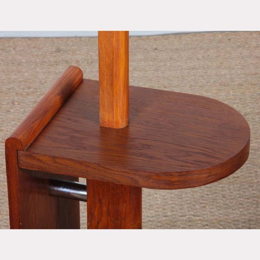 Modernistische staande lamp van eikenhout en verchroomd metaal, toegeschreven aan DIM, 1930