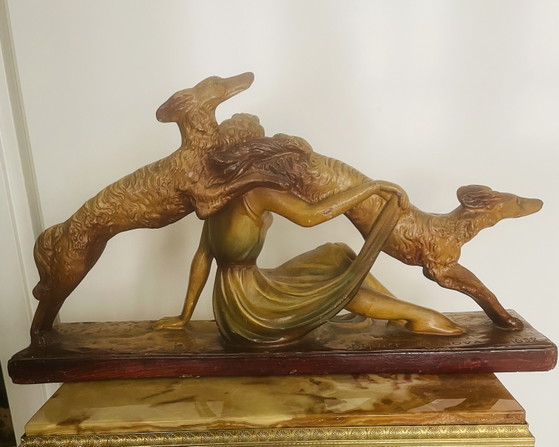 Kaminsims im Art-Deco-Stil, 1920–1930 – Arnova, Bildhauerei, Other (photo 6 of 8)