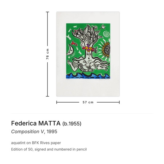 Federica Matta Signed Aquatint Composition V 1995 – Lithographs & prints, Paper (photo 3 of 5)