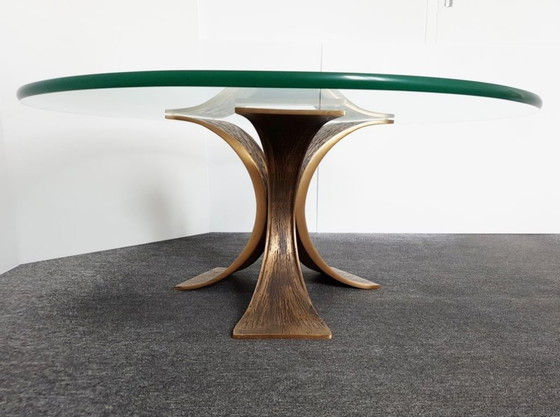 Image 1 of TABLE BASSE VINTAGE 1960 EN BRONZE & VERRE DLG LUCIANO FRIGERIO WILLY CEYSSENS