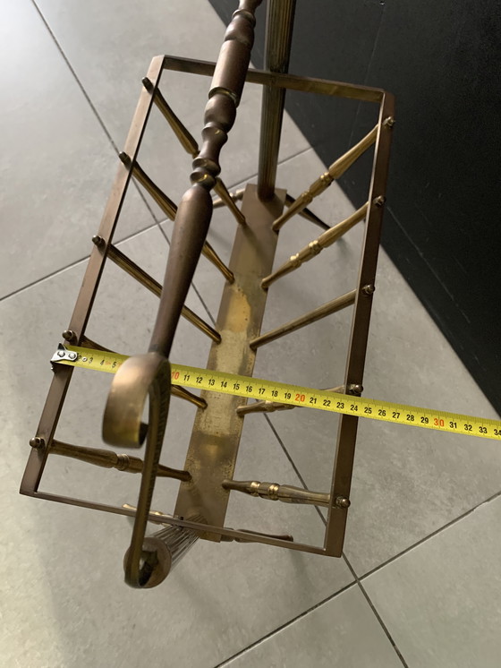 Image 1 of vintage brass magazine rack
