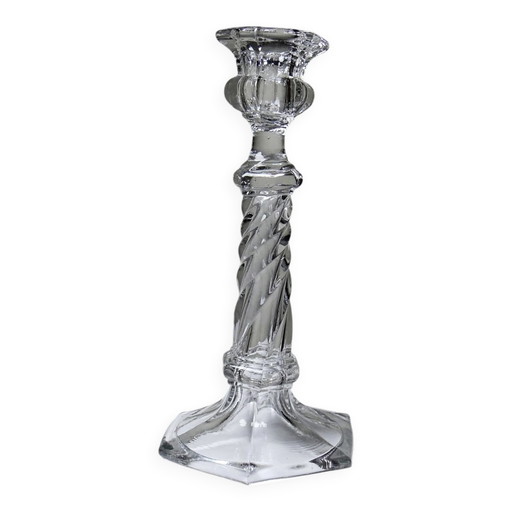 Candelabro antiguo de cristal retorcido, circa