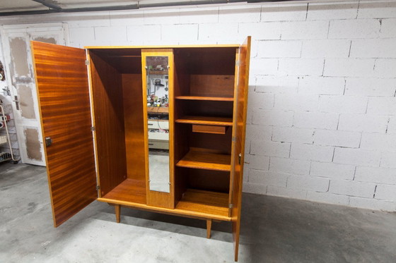 Image 1 of 1970s Scandinavian wardrobe with hanging space, shelf, mirror, 21x126cm, 2 doors