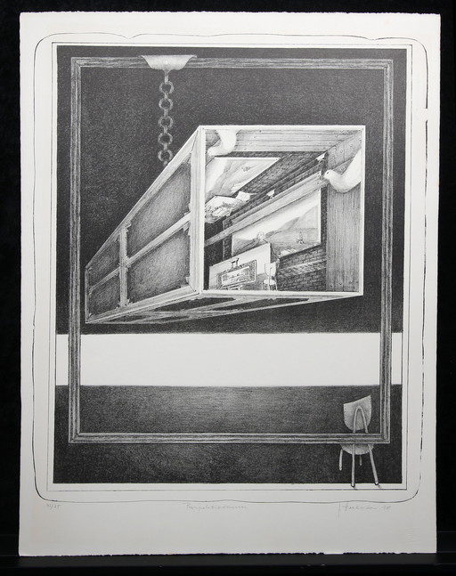 Andrées, Gerhard - Perspectief ruimte - Litho - Met de hand gesigneerd