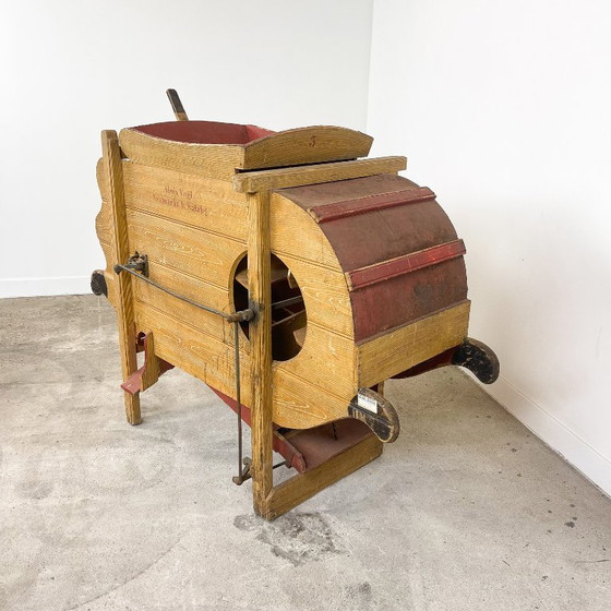 Alois Vogl wooden agricultural machine, red and natural, Decorative Objects, Metal, Vintage (photo 7 of 10)