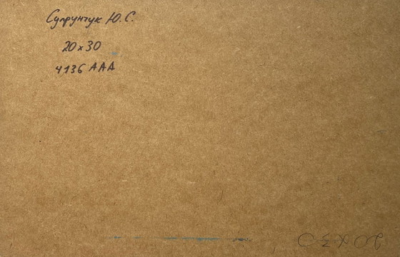 Image 1 of Origineel olieverfschilderij: Zomerkustlandschap, bewolkte dag op zee