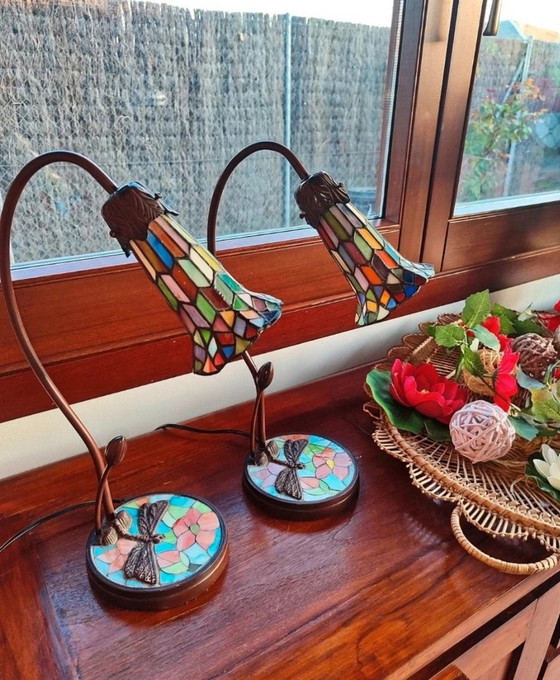 Conjunto de Lámparas de Sobremesa Estilo Tiffany con Diseño de Libélula – Lámparas de mesa, Crystal (photo 14 of 14)