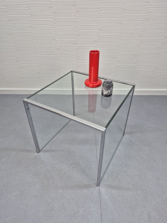 Vintage chrome and glass side table minimalist. (photo 4 of 14)