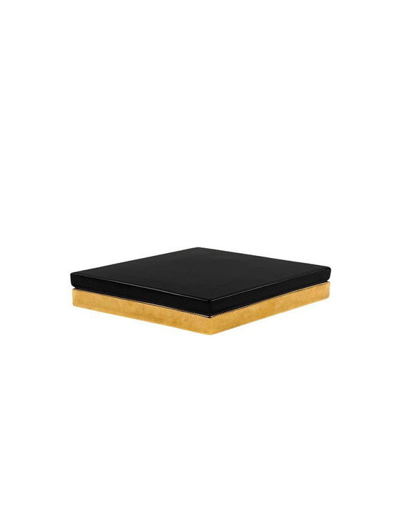 Image 1 of Ferdinando Loffredo, goldene Keramikdose, Ceramiche del Ferlaro, Italien 1970er Jahre