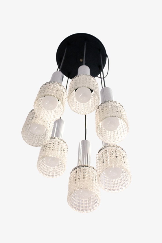 1960s cascade pendant lamp with 7 glass shades – Iron (photo 2 of 5)